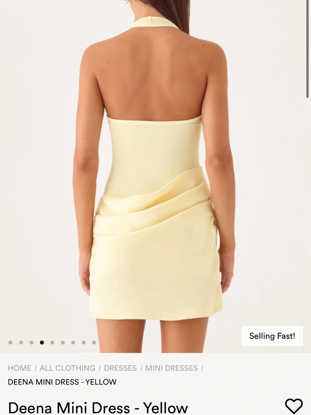 Peppermayo Halter Deena Mini Dress in Pale Yellow - Picture 2 of 3